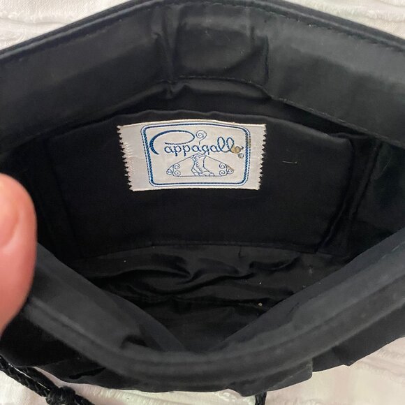 VINTAGE 1950s Pappagallo BLACK Satin Evening Tension Clutch Bag Purse - Picture 5 of 6